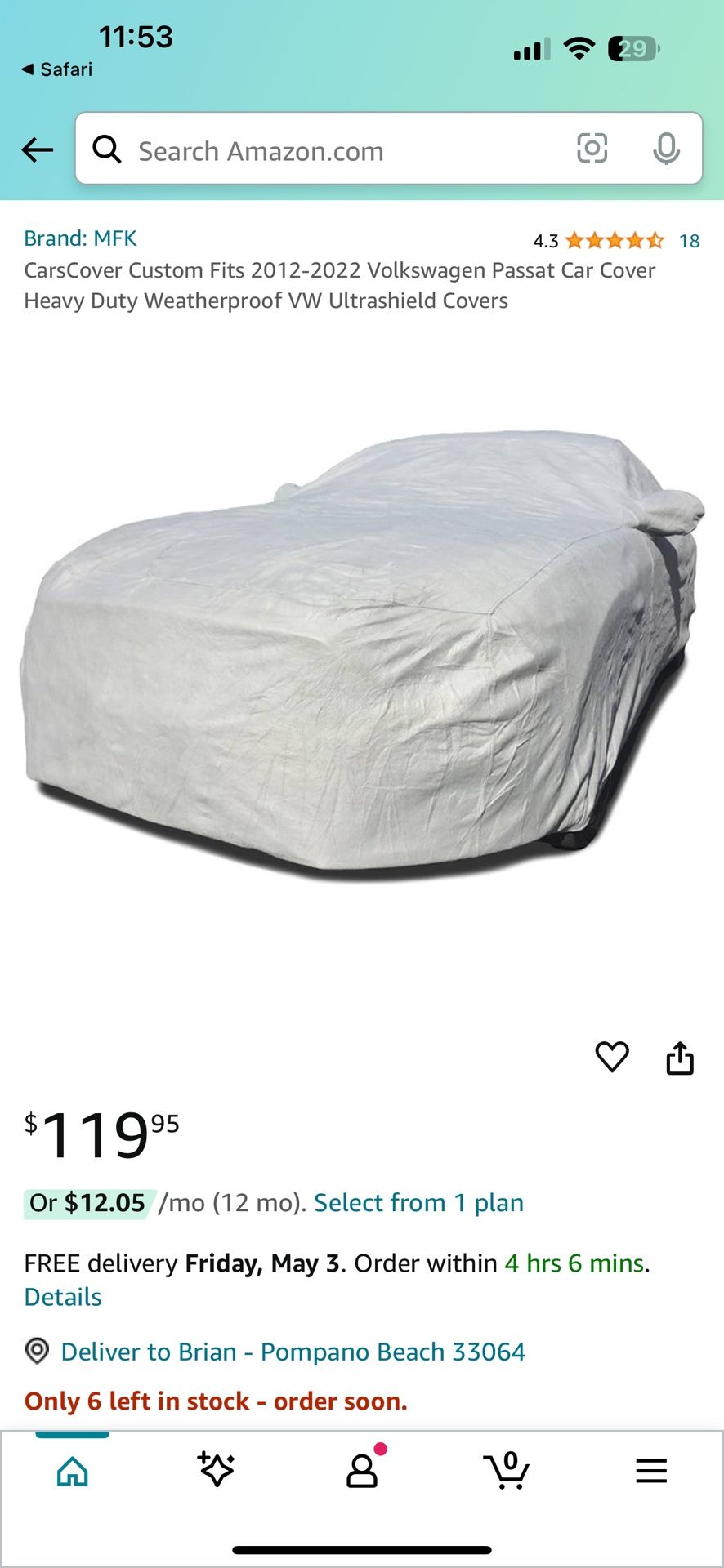 Car Cover For VW Passat/Jetta Or Audi A4