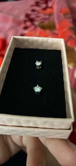 0.5ct White silver 0.5ct Princess Lab-Created Diamond Stud Earrings