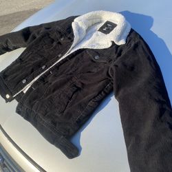 Forever 21 Mens Corduroy Black Sherpa Jacket Sz Large