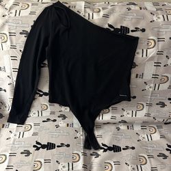 Calvin Klein Jeans Black One Shoulder Bodysuit Size Large 