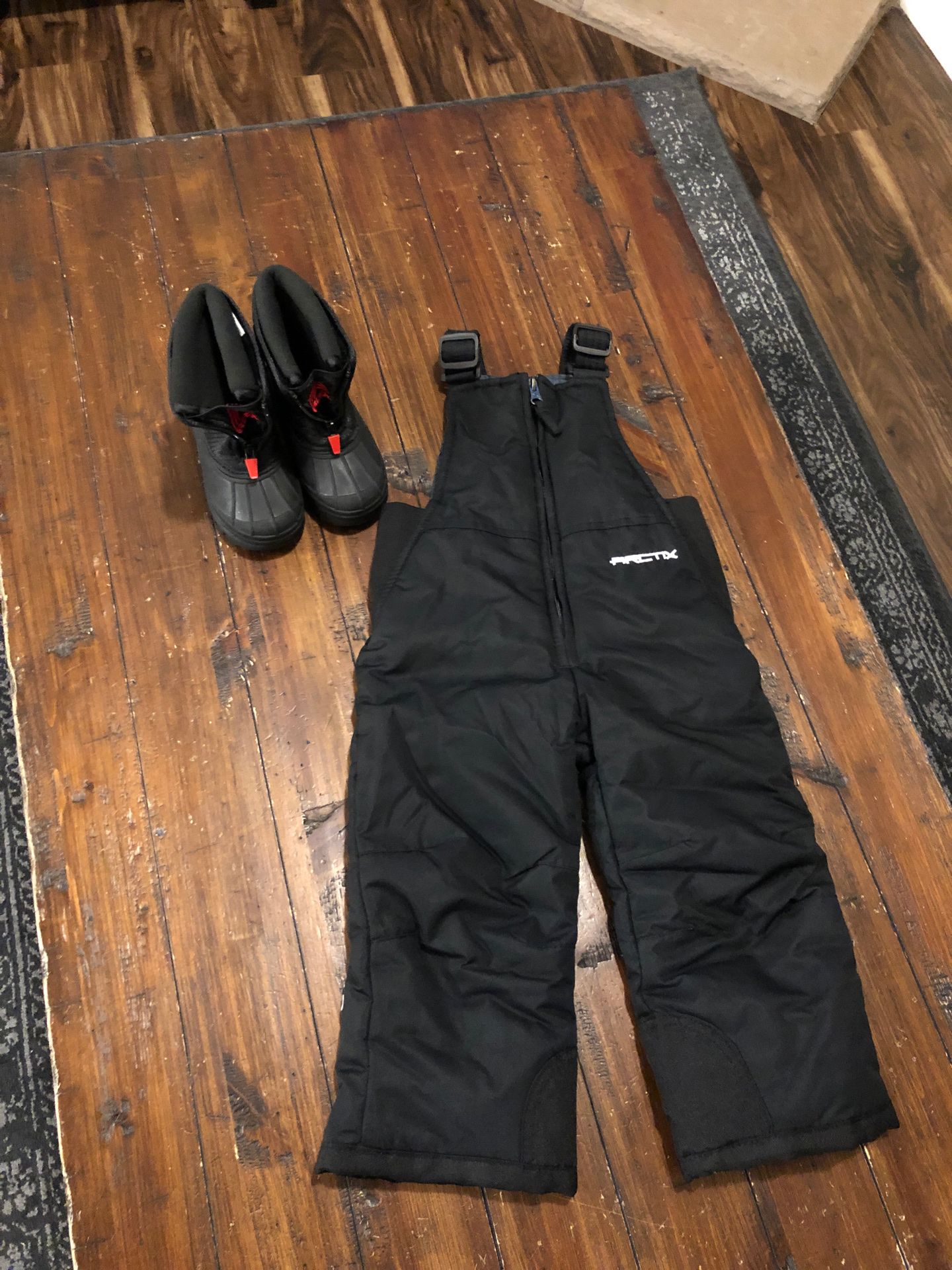 2t snow pants and size 7 baby boots