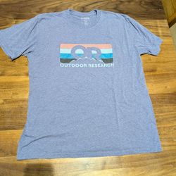 EUC Outdoor Research Advocate Stripe Unisex T-Shirt - XL, Purple