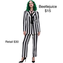Beetlejuice Suit and Wig Adult Small Halloween Costume