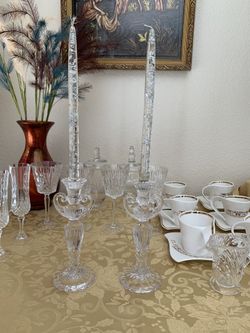 Crystal candlestick pair 2 with candle