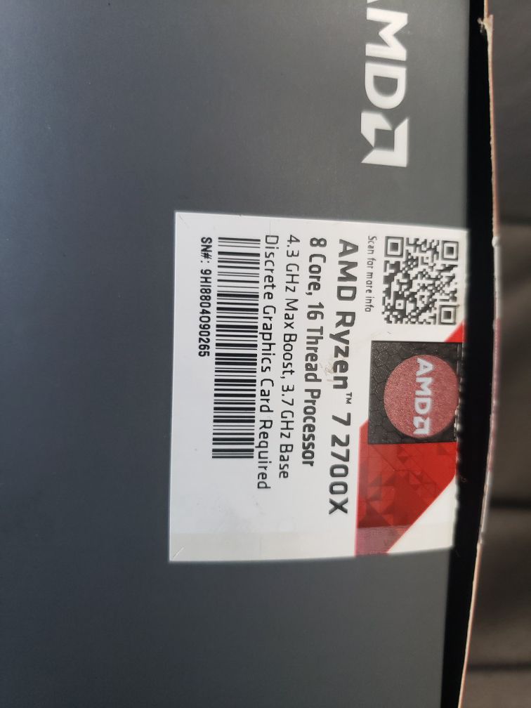 AMD Ryzen 7 2700x 8 core 16 thread cpu