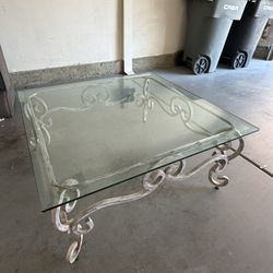 Glass Metal Frame Coffee Table 