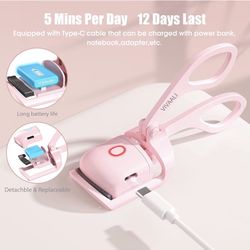 Heated Eyelash Curlers,Electric Eyelash Curlers with USB Rechargeable,Eyelash Curler Natural Curling Last 24H