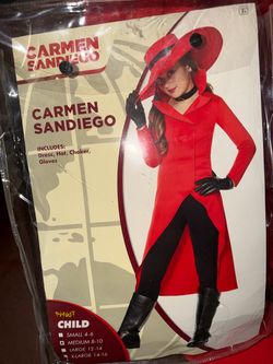 Spirit Halloween Carmen Sandiego Child Costume Size Medium 8-10
