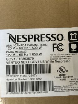 Nespresso Vertuo White. Brand New. Unopened Box