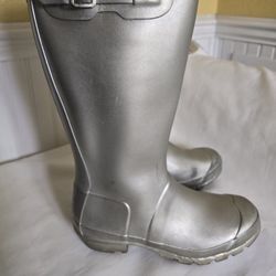 Hunter Metallic Waterproof Tall Boots Size Youth 4 M Women's Size 6