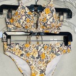 Cupshe Orange Floral Bikini Women’s Size 2