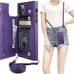 Bocasal Crossbody Wallet Case For IPhone 11 Pro Max With Card Holder,Zipper Card Slot Protector Shockproof Purse Cover With Removable Cross Body Strap