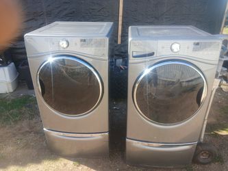 smart washer and dryer set with storage ben on bottom