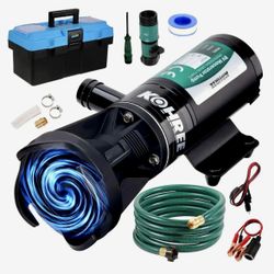 Brand New!! Kohree RV Macerator Pump 12V, 12GPM Quick-Release Self-Priming Macerator Pump For RV, RV Waste Pump Kit With Hose Fittings, RV Black Water