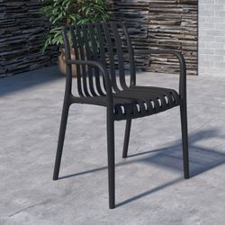 Brand New Black Dining Chair Made Of High-Quality Resin, Outdoor & Patio Furniture
