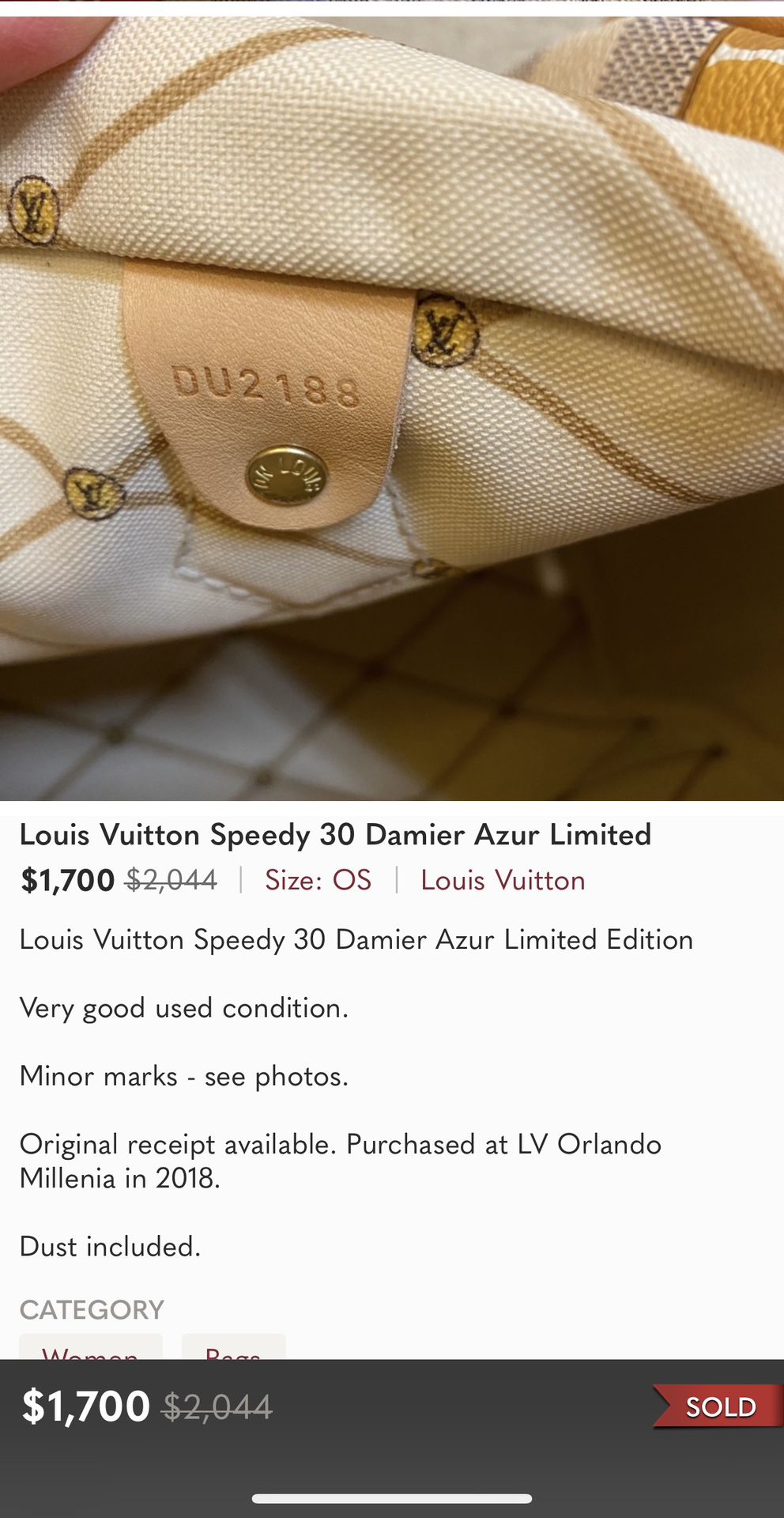 Authentic Louis Vuitton speedy 30