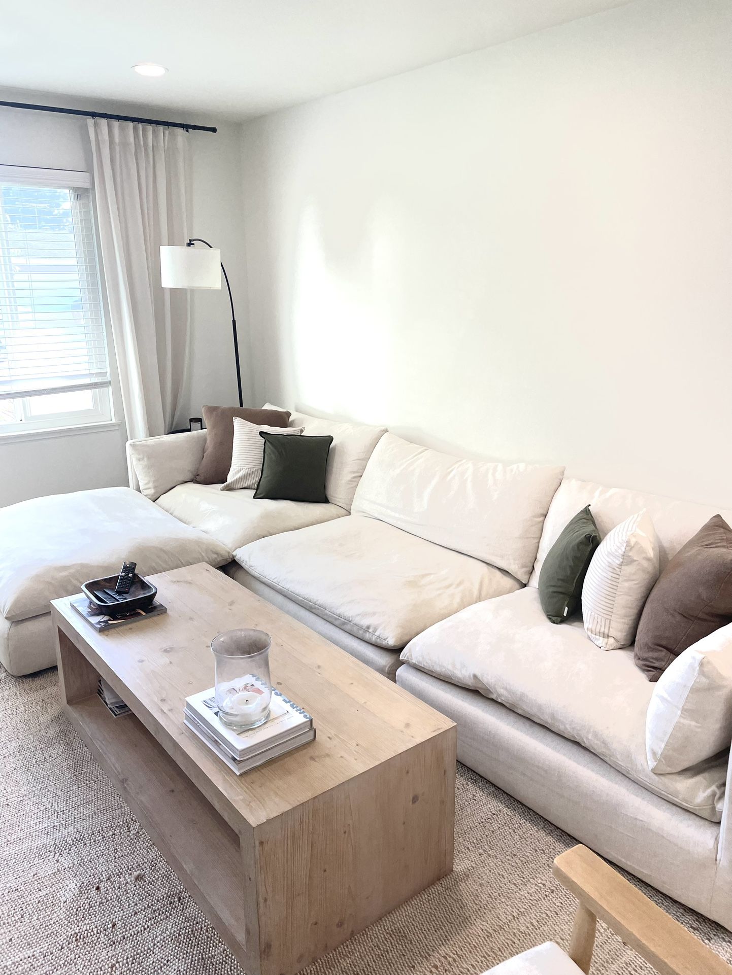 Crate and Barrel Unwind Modular 4-Piece Slipcovered Reversible Sectional Sofa with Ottoman