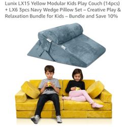 Lunix LX15 Gray Modular Kids Play Couch (14pcs) - Paid $229 And Hardly Used