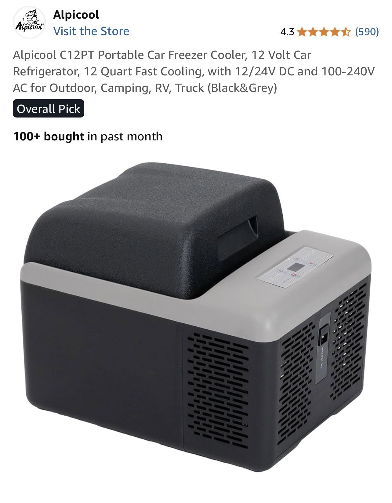 Alpicool C12 portable car refrigerator.