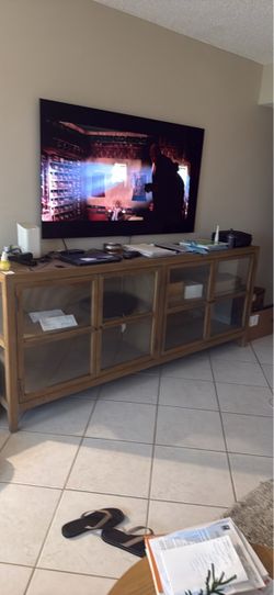 Large Wood and Glass Media Console
