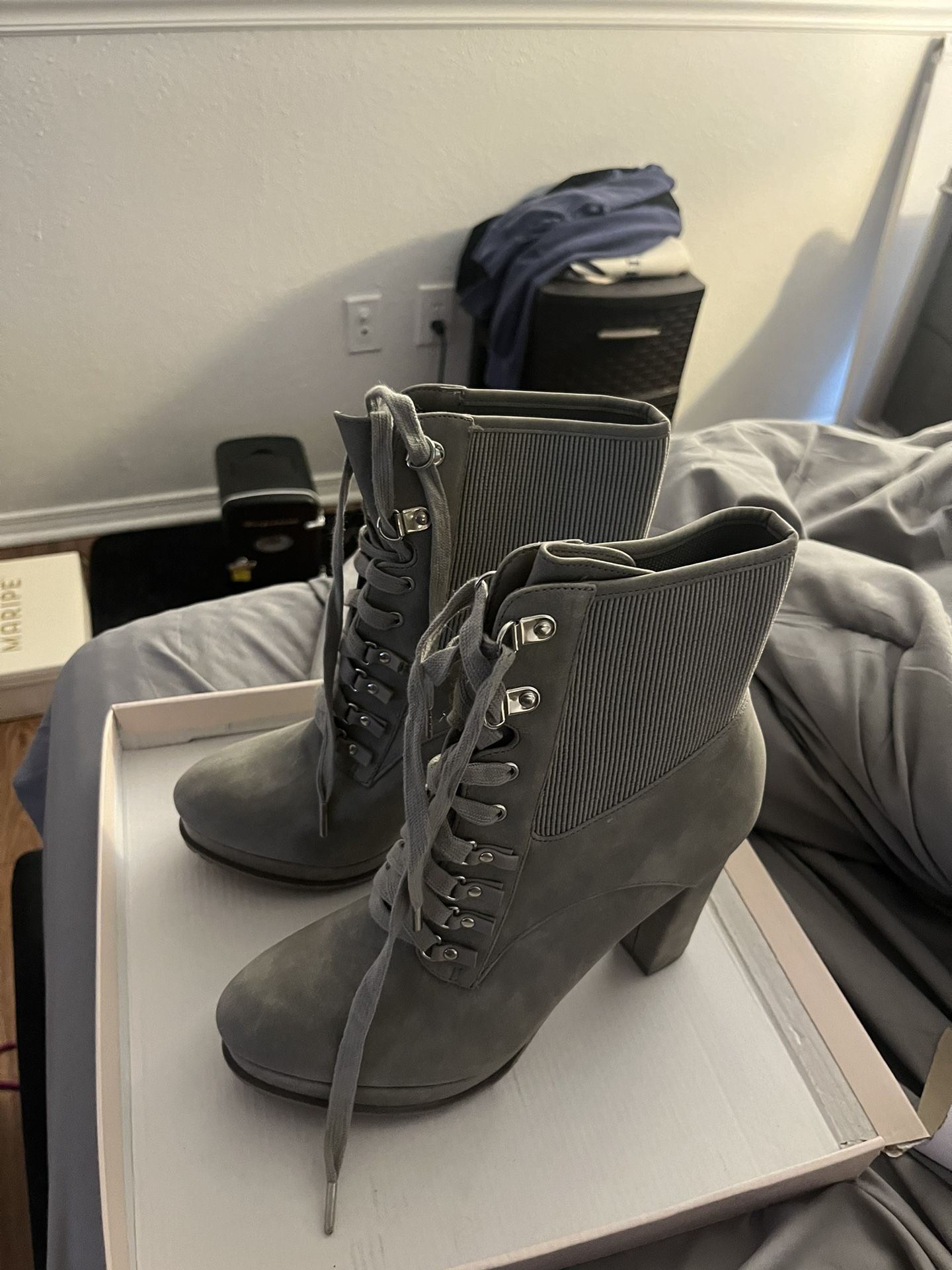 Just Fab Gray Boots Ayah Women s shoes