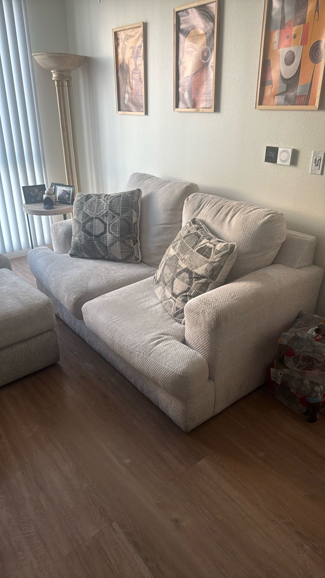 Large loveseat with a Over Size large chair and ottoman
