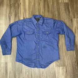 Mens Bud Berma Blue Quilted Flannel - L