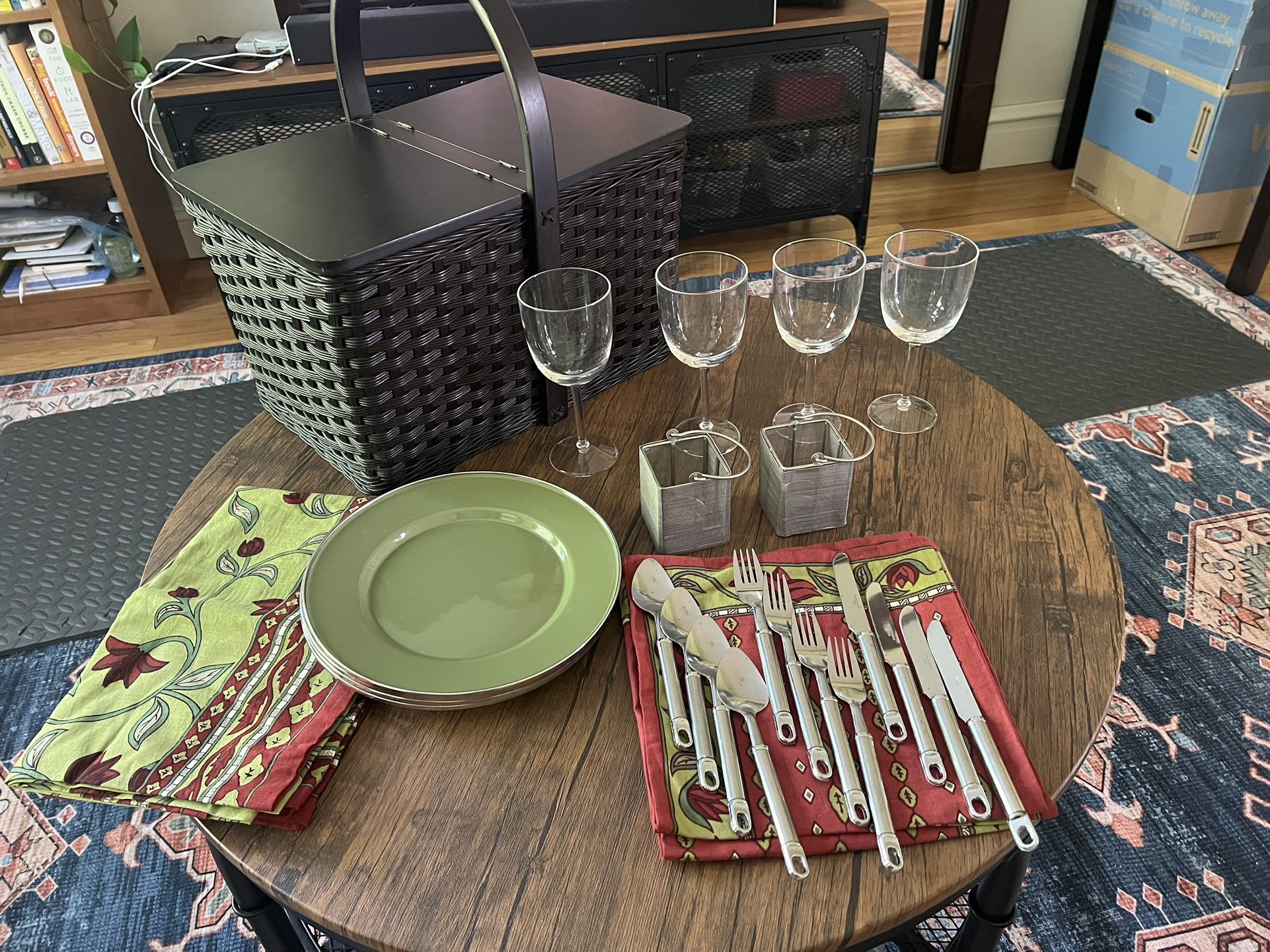 Crate and Barrel Outfitted Picnic Basket