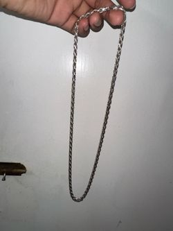 Silver Rope Chain Necklace 24”