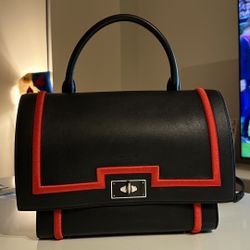 Givenchy Black/Red Leather Shark Tooth Shoulder Bag