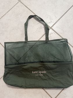 Kate Spade Green Mesh and Cloth Fabric Open XL Shopper Tote Beach Bag
