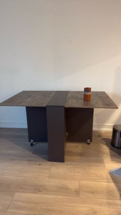 Folding Drop-Leaf Dining Table on Wheels
