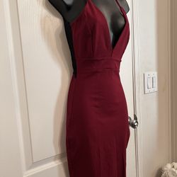 Wine Color Body Con Tight Dress 🍷