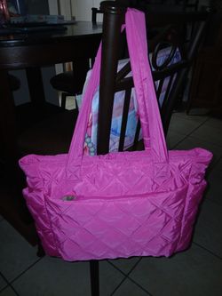 Pink Quilted Puffer Tote Bag