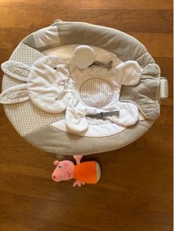 Ingenuity InLighten Baby Bouncer Infant Seat with Light Up -Toy Bar, Vibrations, Tummy Time Pillow & Sounds, 0-6 Months Up to 20 lbs (Twinkle Tails Bu