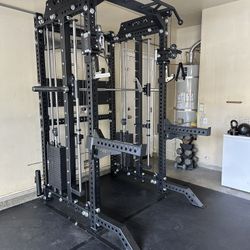 PRO SERIES Ultimate 3-1 Half Rack Functional Trainer w/Smith Machine Bar | 400lb Stack | Gym Equipment | Fitness | Commercial | Squat Rack 