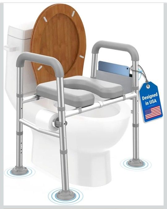Toilet Seat Risers for Seniors, Raised Handicap Toilet Seat with Handles Over Toilet, High Capacity Toilet Riser with Handles for Elderly Adults, Hand