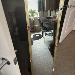 Gold-Framed Mirror with Gamecock Stickers 