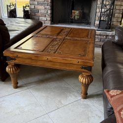 Solid Wood Coffee Table – Elegant Carved Design