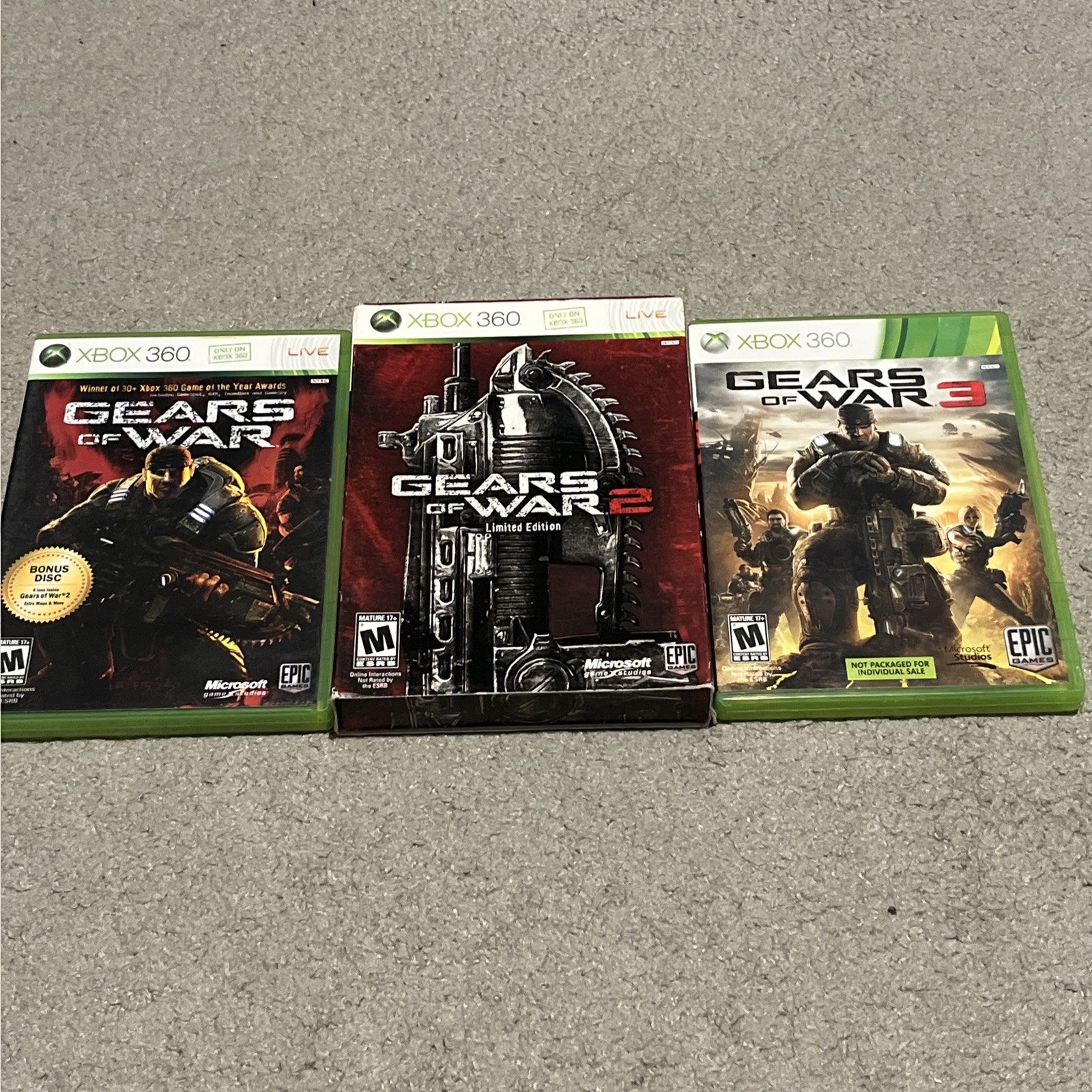 Gears of War 1 2(Limited Edition) 3 Microsoft Xbox 360 Complete