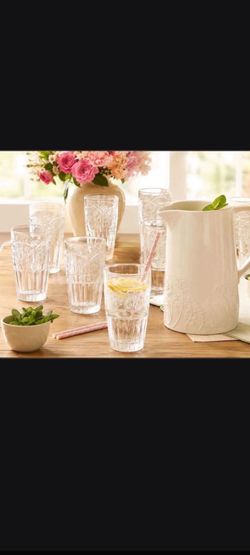 JUEGO DE JARRA Y 8 VASOS WILDFLOWER PRINCESS HOUSE 🍁🍂