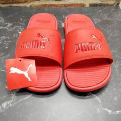 Puma Cool Cat Men’s 9 Red Slides Sandals Casual Comfort NWT