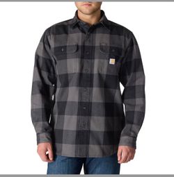 Carhartt  Big and Tall Loose Fit Heavyweight Plaid Flannel Shirt - Long Sleeve