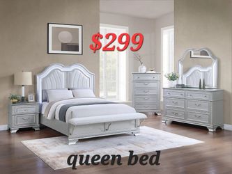 QUEEN BED ADD MATTRESS $199 FINANCE IS EASY NO CREDIT IS OK