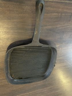 Cast Iron 9 Inch Square Skillet Frying Pan Raised Ribs Grill Steak/Bacon VGC