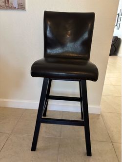 Set of 4 Dark Brown 30” Counter Height Bar Stools – Wood & Faux Leather