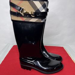 Womens Burberry Rain Boots Black