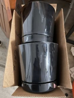 Novelty Black Plastic Planter Pots 8” With Saucer