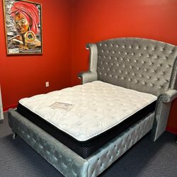 AP🎉 Queen Glam Tufted Bed// Fast Delivery - Financing 