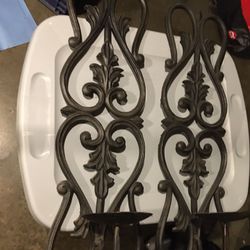 Set of heavy solid wrought iron candle wall sconces